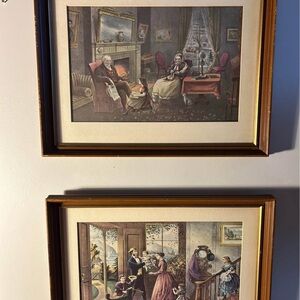 Pair of Vintage Currier & Ives Style Framed Prints – Americana Home Decor